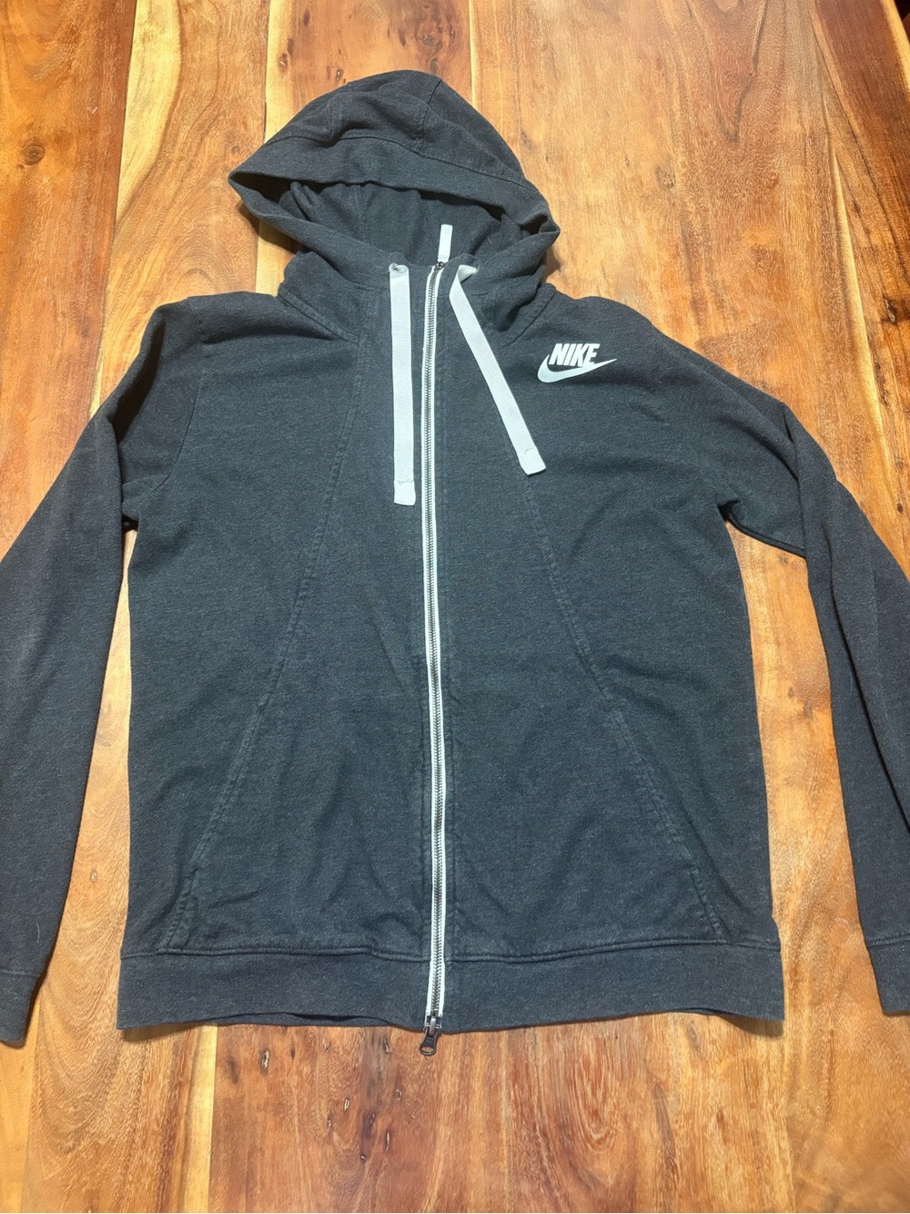 Nike Black Full-Zip Hooded Sweatshirt with White Logo